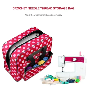 

Dots Embroidery Storage Bag Practical Multi-functional Durable Large Capacity Crochet Hooks Thread Yarn Organizer