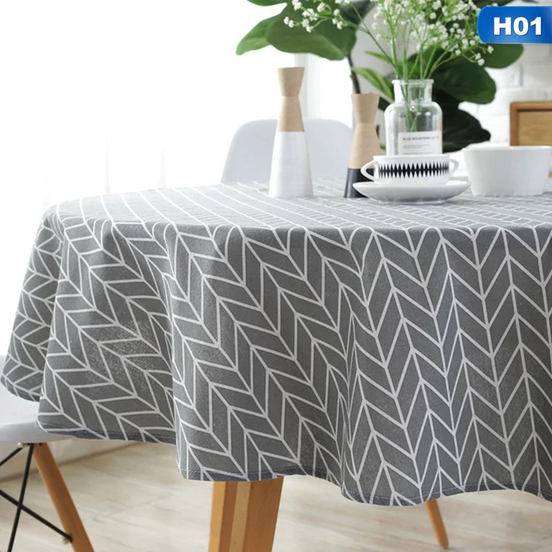 Круглая скатерть простая Водонепроницаемая ресторанная гостиничная домашняя круглая скатерть с принтом в клетку
