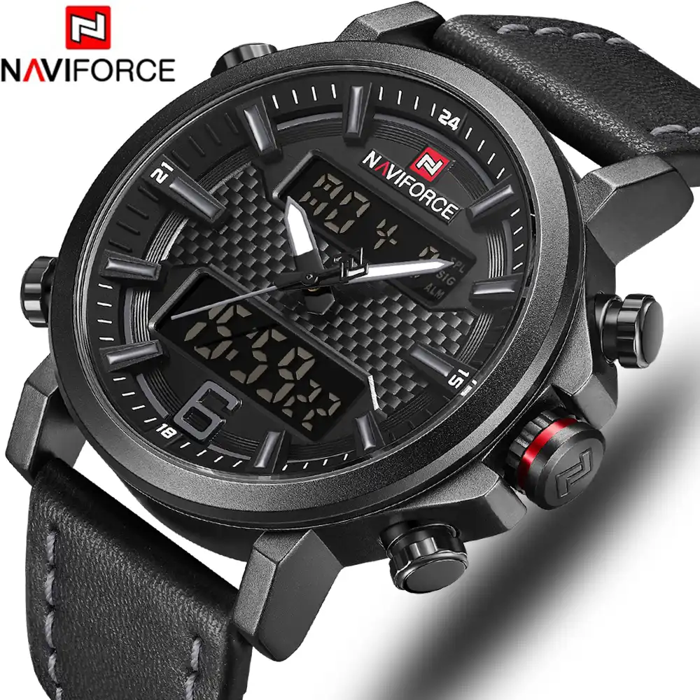 Naviforce トップラグジュアリーブランドミリタリー腕時計 Led 日付アナログデジタル腕時計メンズファッションスポーツ時計レロジオ Masculino クォーツ時計 Aliexpress