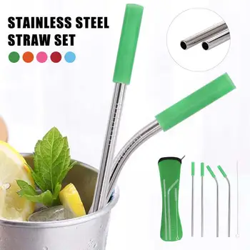 

Drinking Straws 6PCS/Set Drinks Fruit Birthday Metal Straw Environmental Stainless Steel Tropic Wedding Creative Decorate