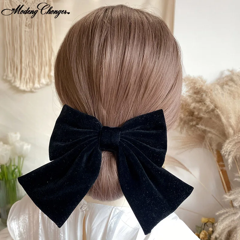 1 Pc Women Velvet Bow Hair Clip Elegant Bow Tie Hairpins Barrettes Vintage Girls 