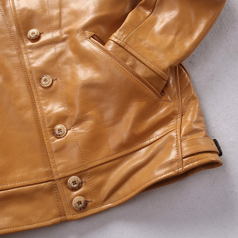 Promotion ST550 Read Description! Asian size men's genuine leather jacket motorcycle slim vintage leather cossack jacket