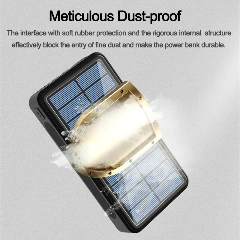 charging bank 80000mAh Solar Powerbank Large Capacity with 4USB Ports External Battery SOS LED Light Mobile Charger for Xiaomi iPhone13 13pro external battery