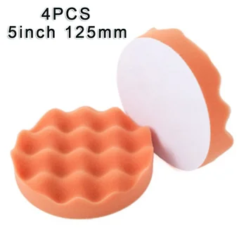 

4pcs 5inch Wave Sponge Buff Buffing Pad Polishing For Auto Car Polisher Cleaning Car Wash & Maintenance Soft And Comfortable