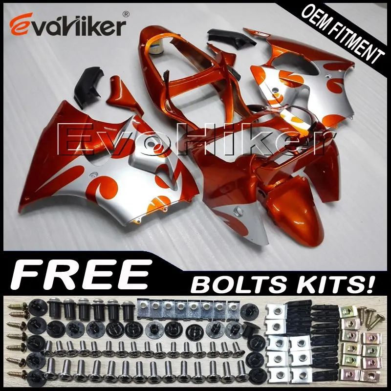 

Custom motorcycle plastic cover for ZX-6R 2000-2002 orange ZZR600 05-08 ABS motor panels Injection mold