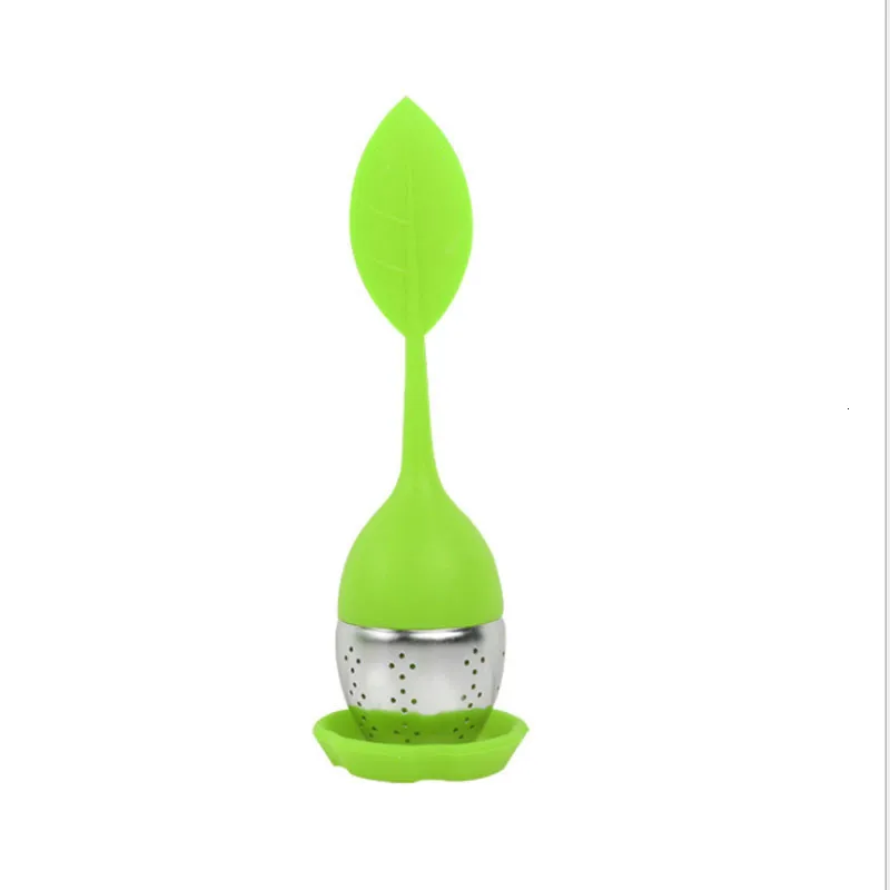 Green Leaf-Shape Tea Filter Tea Infuser Stainless Steel Tea Ball Tools Tea Strainer Brewing Device Herbal Spice Filter Kitchen Gadgets - Color: Green