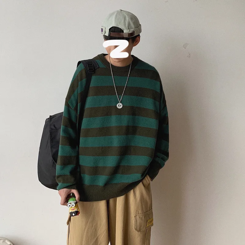 Winter Striped Sweater Men Warm Fashion Pullover Men Contrast Color Casual Knit Sweter Loose Long-sleeved Sweaters Man Clothes Winter Striped Sweater Men Warm Fashion Pullover Men Contrast Color Casual Knit Sweter Loose Long-sleeved Sweaters Man Clothes