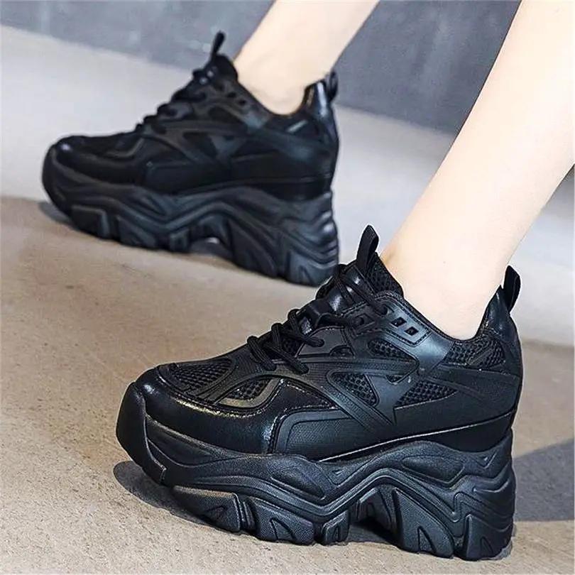 

Fashion Sneaker Women Comfort Cow Leather Platform Wedge Ankle Boots Punk Goth High Heel Oxfords Punk Creeper Shoes 34 -39