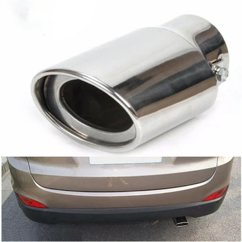 

Round Muffler Stainless Steel Chrome Exhaust Pipe Exterior Single tube