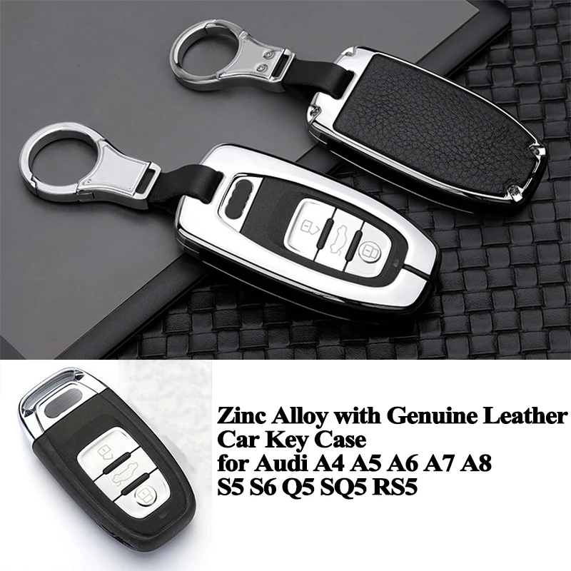 

1pc Styling Zinc Alloy Genuine Leather Car Key Case Cover Shell Car Accessories for Audi A4 A5 A6 A7 A8 S5 S6 S7 S8 Q5 SQ5