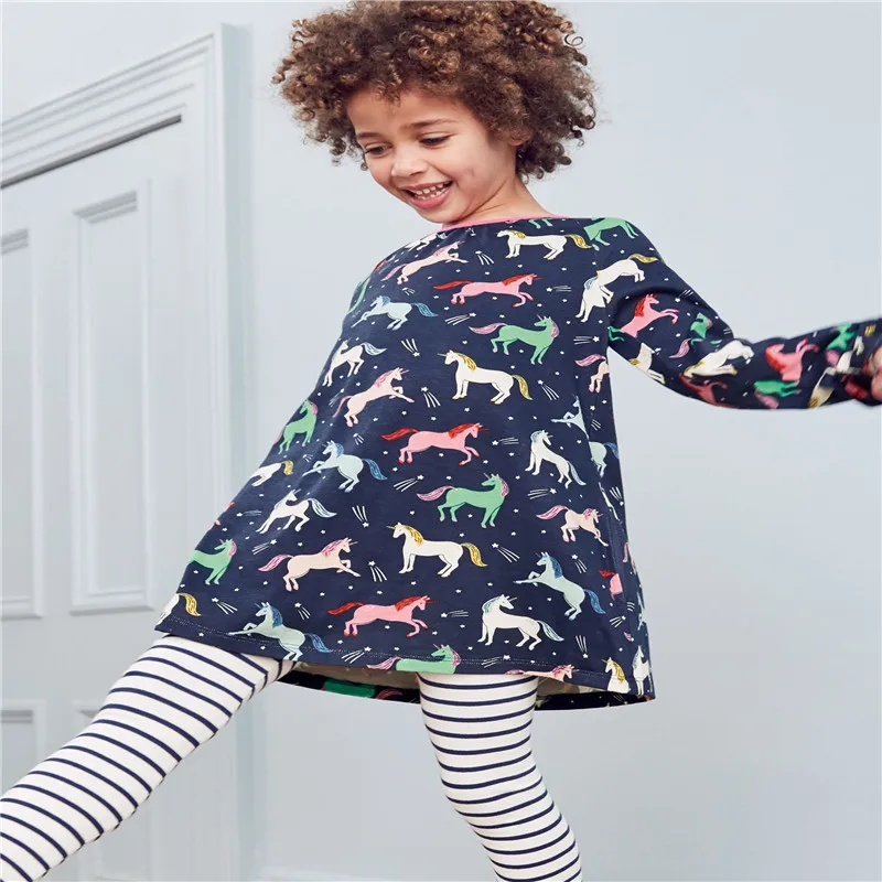 Новое поступление; платье-пачка принцессы с длинными рукавами; платья для девочек; сезон осень-зима; праздничные платья для малышей; одежда с аппликацией единорога и радуги