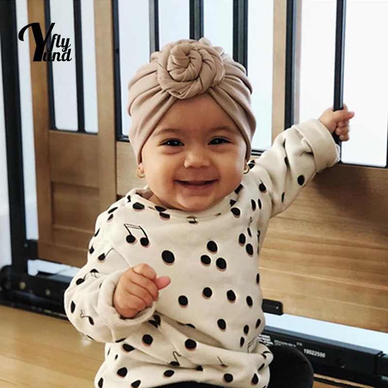 

Yundfly Cute Handmade Knotted Infant Indian Hat Soft Skin-friendly Knitting Cotton Baby Turban Cap Newborn Headwear Holiday Gift