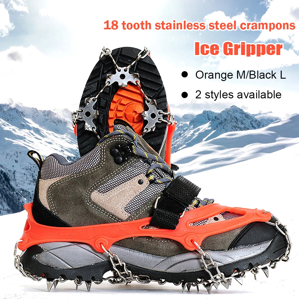 18 Denti Ramponi Ghiaccio Neve Arrampicata противоскользящие Scarpe Coperture Spike Tacchetti Ramponi Anti-scivolo Copriscarpe Новые