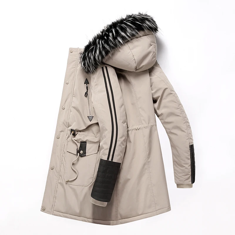 Мужские зимние парки зимняя куртка мужская утолщенная меховая парка с длинным капюшоном теплое пальто верхняя мужская повседневная куртка флисовые ветровки