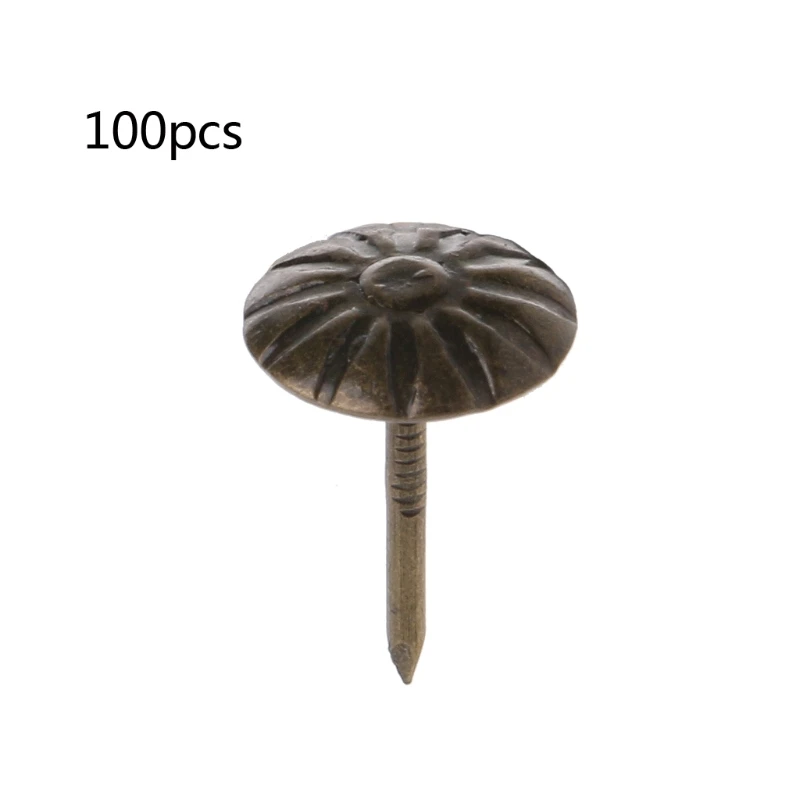

100pcs Antique Brass Upholstery Nail Jewelry Gift Wine Case Box Sofa Decorative Tack Stud Pushpin Doornail Hardware
