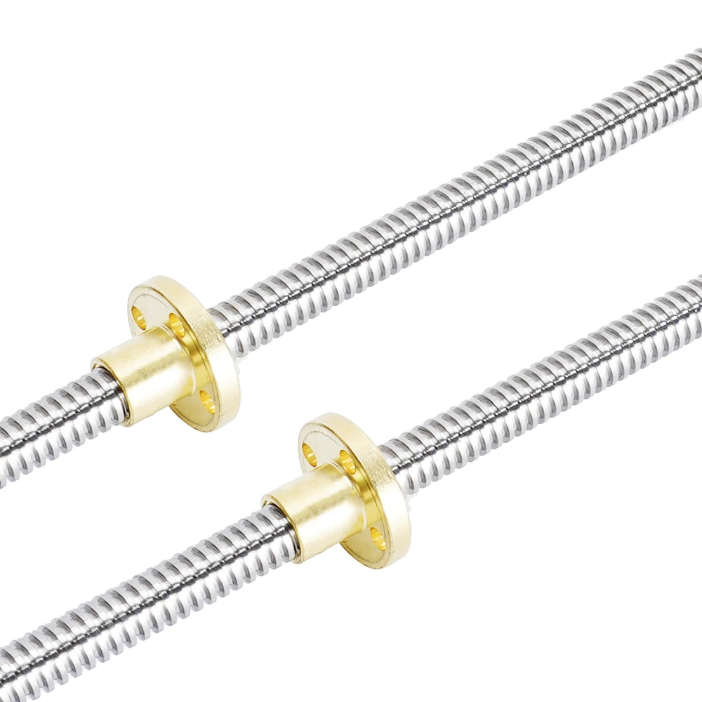 T8 Lead Screw OD 8mm Pitch 2mm Lead 2mm 100mm-500mm Brass Nut 3D Printer