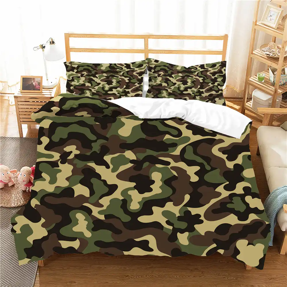 Comforter Set Bedding Coverlet Camouflage Pattern Printed Duvet