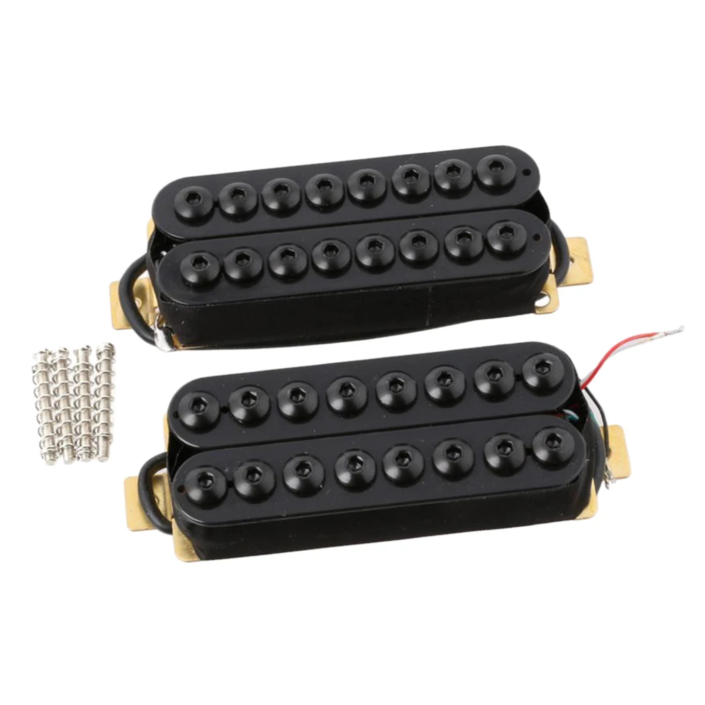 8 String Humbucker Pickup Set Neck& Bridge Double Coil Adjustable Pole Piece Guitar Pickup for Electric Guitar