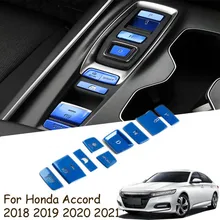 

For Honda Accord 2018-2021 Interior Gear Shift Box Panel Button SwitchCover Trim Blue Interior Accessories