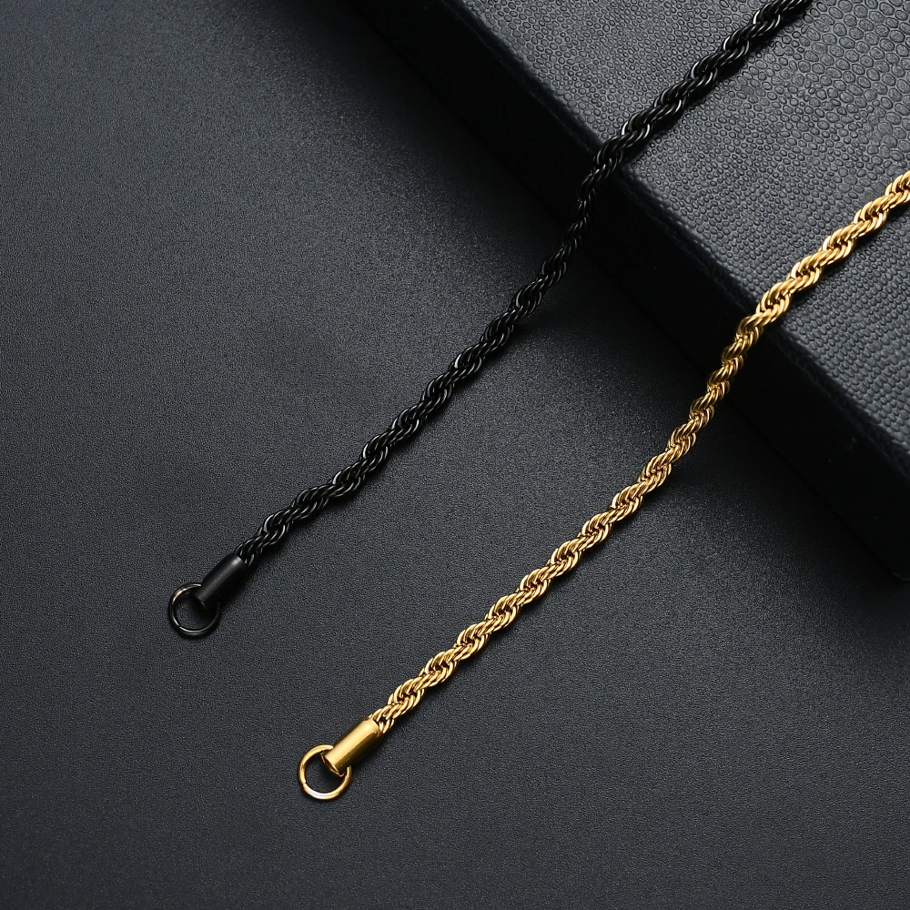 316L Stainless Steel Golden Black Twisted Rope Chain Bracelet For Men and Women Fashion Gift Jewelry