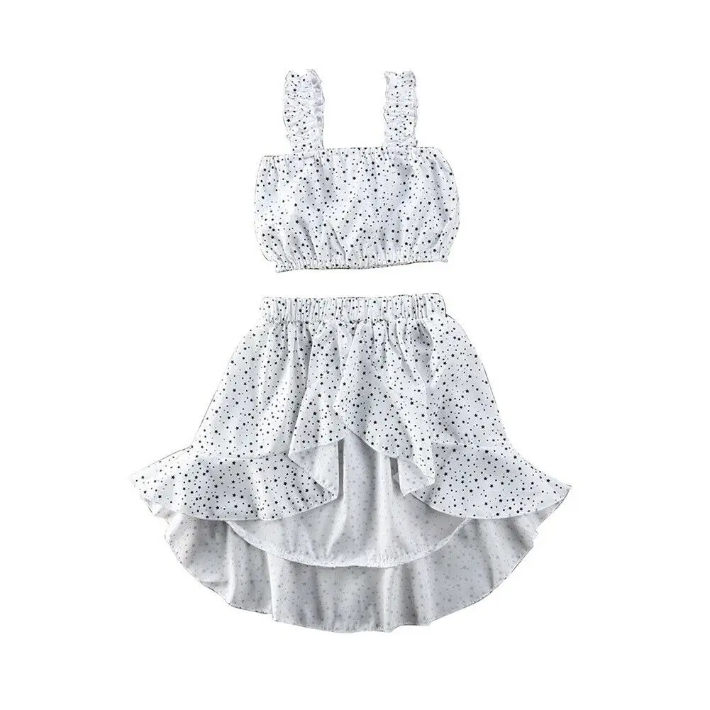 Toddler Kids Baby Girl 2PCS Clothes Set Crops Sling Vest Top Irregular