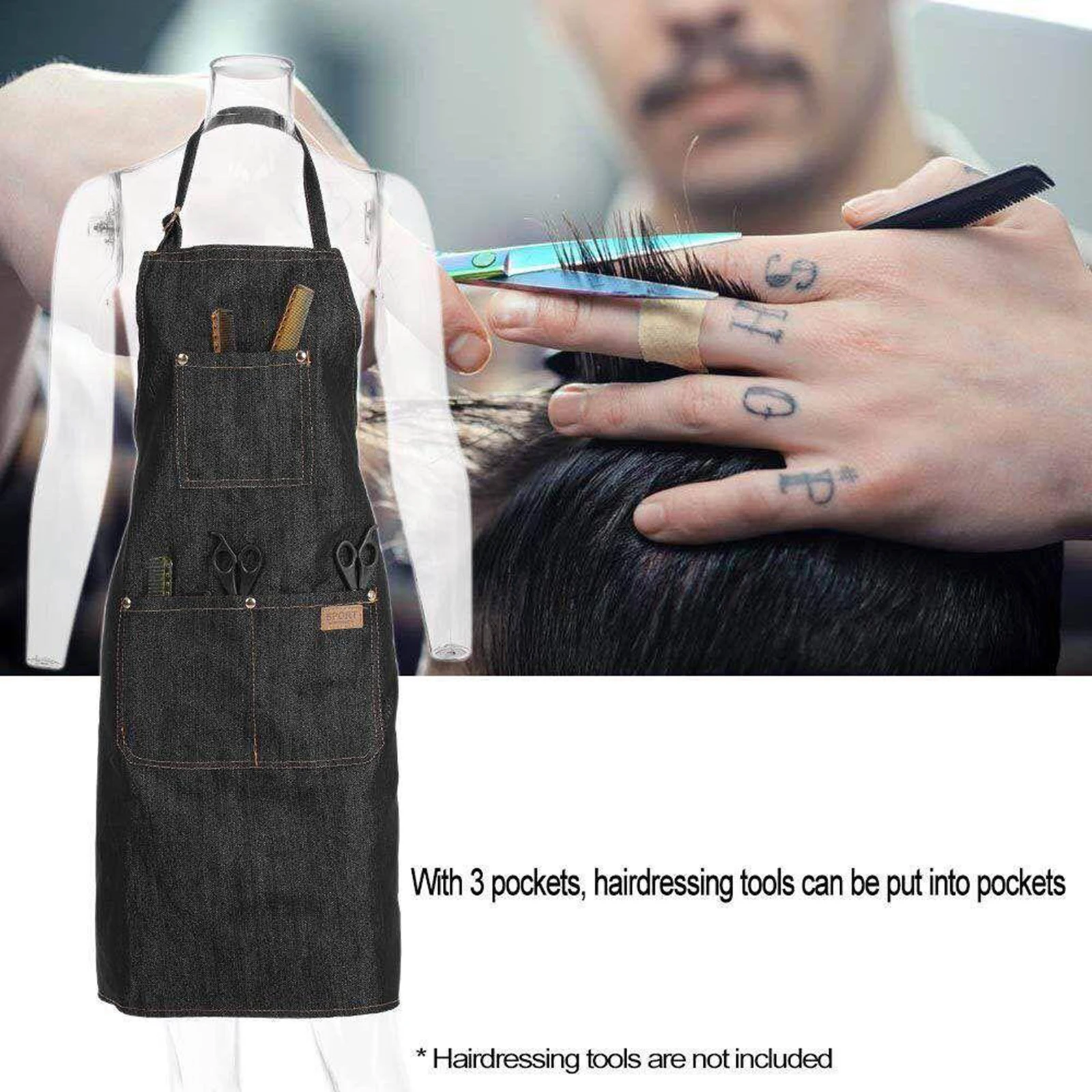 Professional Barber Apron Cape Cover Barber Hairstylist Chef Gown Black Salon Work Hair Stylist Apron Cloth Hairdressing Cap
