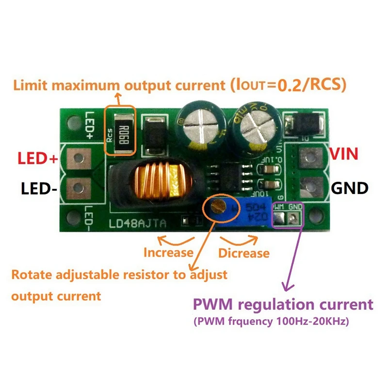 Ld48Ajta Dc8 50V потенциометр регулируемый светодиодный драйвер с широтно импульсной