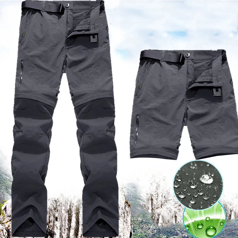 Outdoor Thin Hiking Pants Elastic Summer Quick-dry Men's Trousers Removable Shorts Trekking Cycling Cargo Pants Plus Size M-4XL