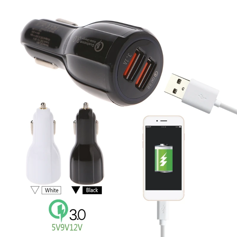 Двойной USB 5V 3.1A QC3.0 быстрая зарядка автомобильное зарядное устройство для iPhone X 8 7