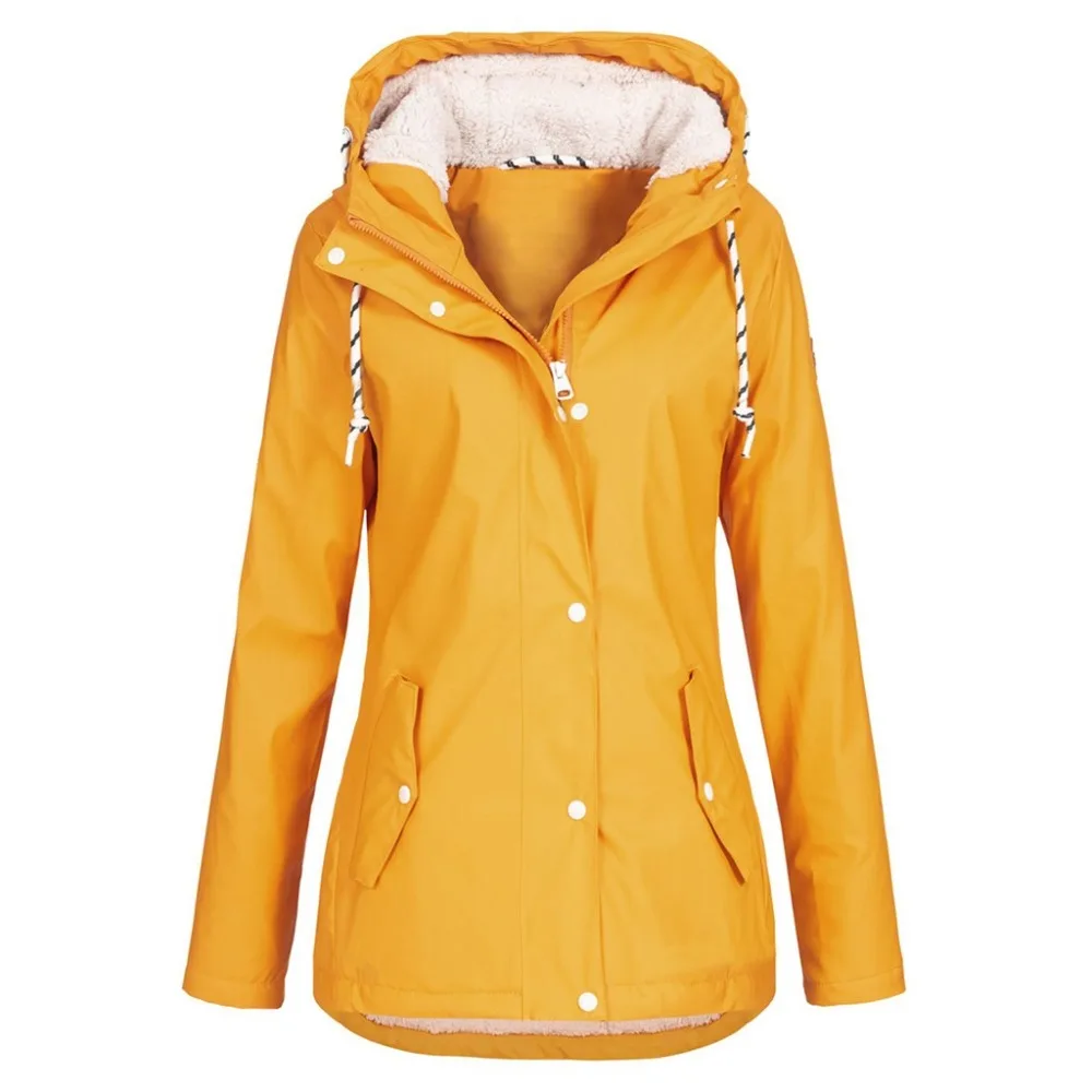 Зимняя куртка, пальто, теплая Женская однотонная дождевик, уличная куртка с капюшоном на молнии, водонепроницаемая парка, пальто, женское ветрозащитное пальто