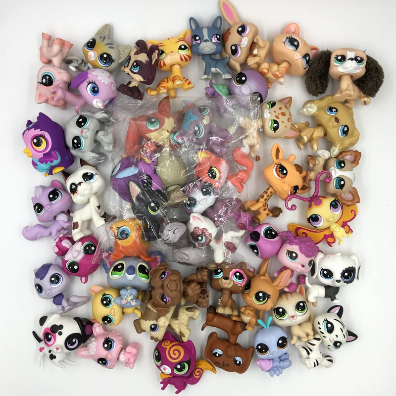 LPS KATZE 10 teile/los Mini Littlest pet shop Spielzeug Nette Steht Katze Hund Seltene Original Figur wackelkopf spielzeug Kätzchen collie Spaniel