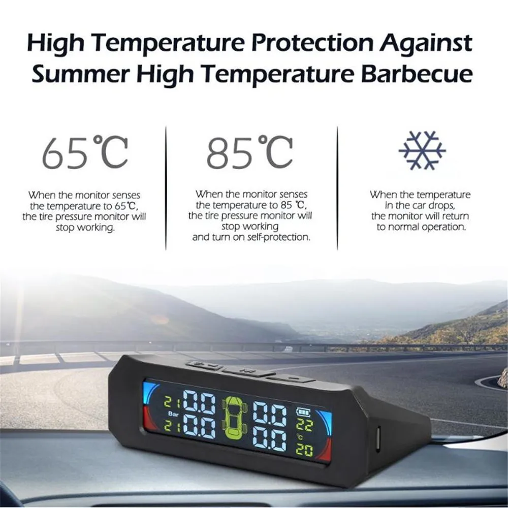 Универсальный беспроводной TPMS Солнечная энергия Система контроля давления в