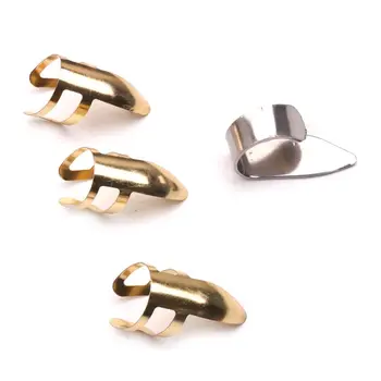 

4pcs Guitar Metal Finger Picks Adjustable Anti Abrasions with 1 Thumb Plectrum X7JD