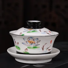 Китайский стиль чайная тарелка Gaiwan Винтаж Ручная роспись Керамическая чайная посуда наборы ручная роспись фарфоровый чайный набор кунг-фу чаша