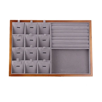 

Wooden Rings Jewelry Ring Display Organizer Case Tray Holder Necklace Earrings Bangle Storage Box Showcase Jewelry Stand Holder