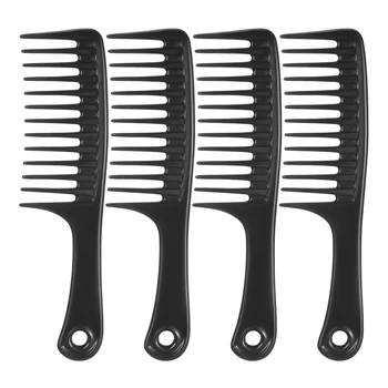 

4 Pack Black Carbon Combs, Round Handle Combs, Salon Detangling Combs, Black Carbon Wide Tooth Comb