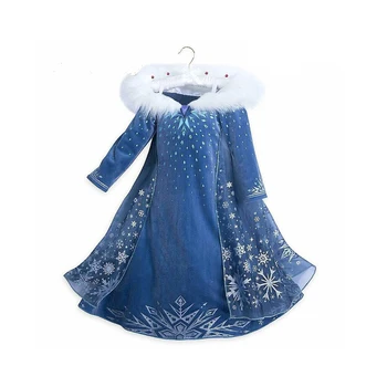 

Fancy Girls Dress Princess Elsa Cosplay Dress with Snow Textile Printing Frozen 2 Princess Costumes for Children Birthday Gift