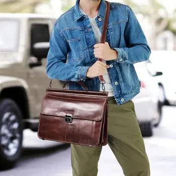 

Men Vintage Shoulder Messenger Bag Genuine Leather Satchel School Crossbody Bags