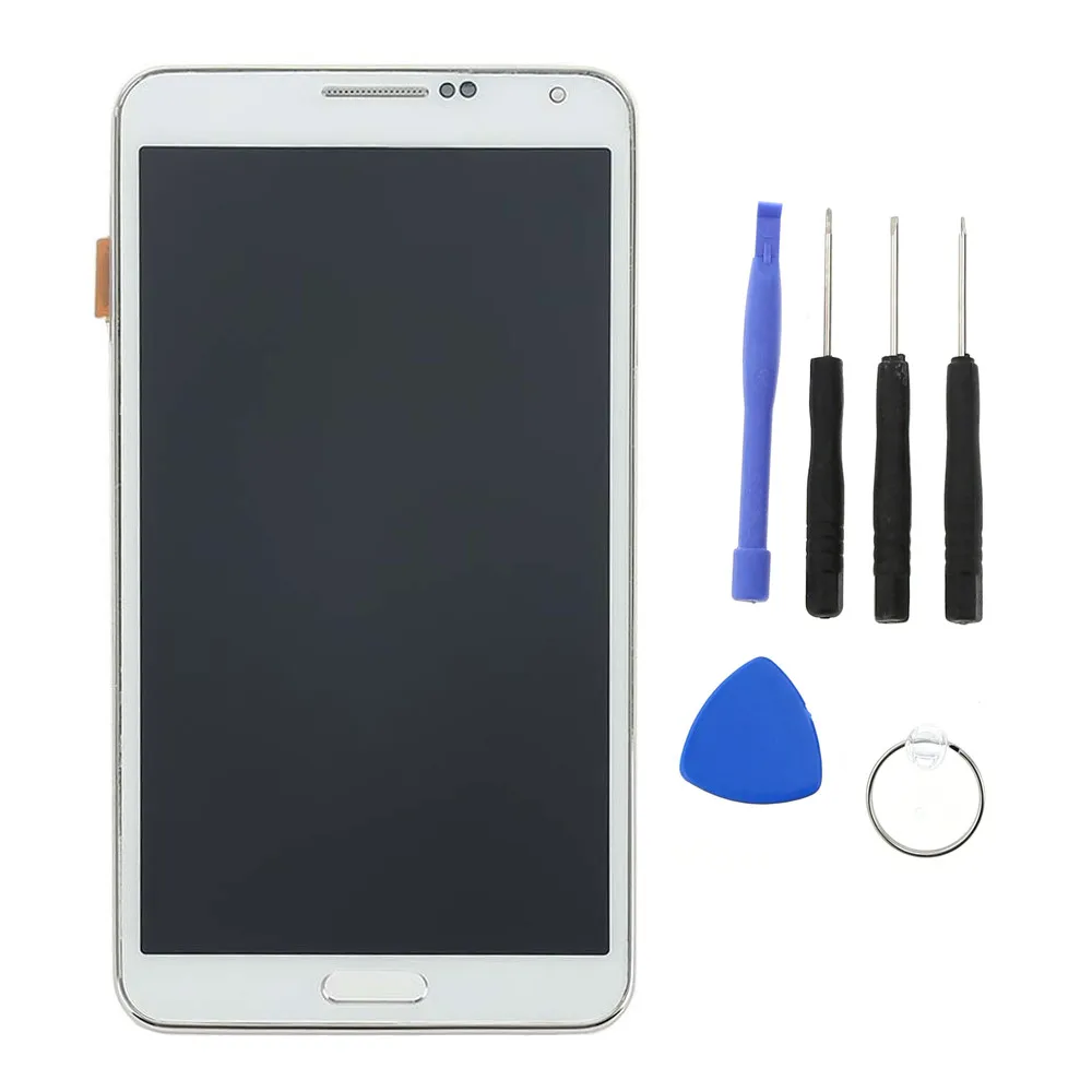 N9005 ЖК-дисплей для samsung Galaxy Note 3, сенсорный экран, дигитайзер, рамка, кнопка домой, запчасти, N9005 дисплей для samsung note 3, ЖК-дисплей - Цвет: white with tools