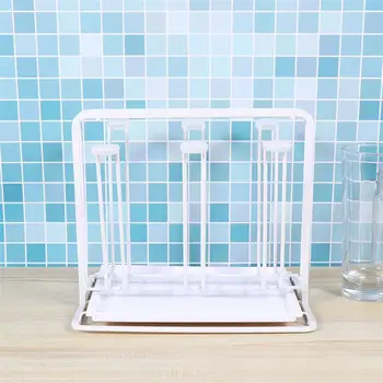 

Cup Drying Rack with Drain Tray Drinking Bottle Drying Rack Stand with 6 Hooks Water Mug Drainer Stand with Non-slip Bottom