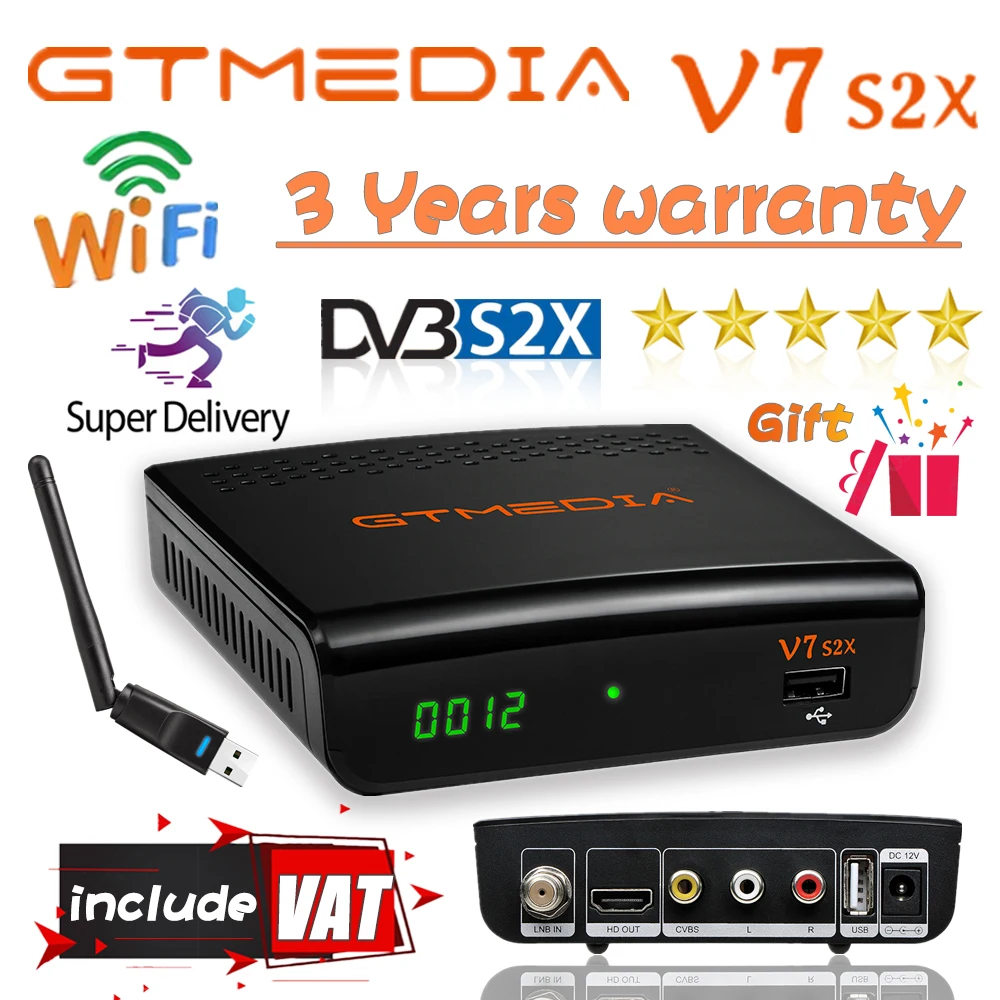 Спутниковый ресивер FHD 1080P Gtmedia V7S2X включает цифровой usb Wi-Fi-рецептор gtmedia v7 s2x