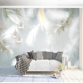 

milofi custom large wallpaper mural modern minimalist hand-painted watercolor feather small fresh living room bedroom background