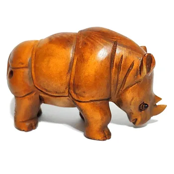 

Y6941: 2" Hand Carved Boxwood Netsuke - Rhino