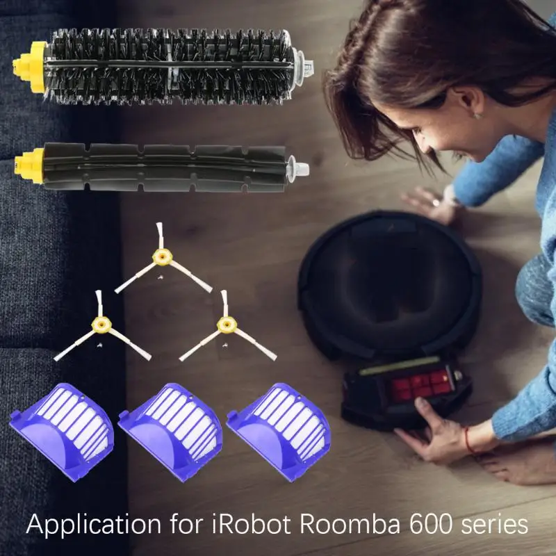 Запчасти для умного дома для Irobot Roomba 600, чистящая щетка, набор фильтров, очиститель, запасные аксессуары, легко устанавливается