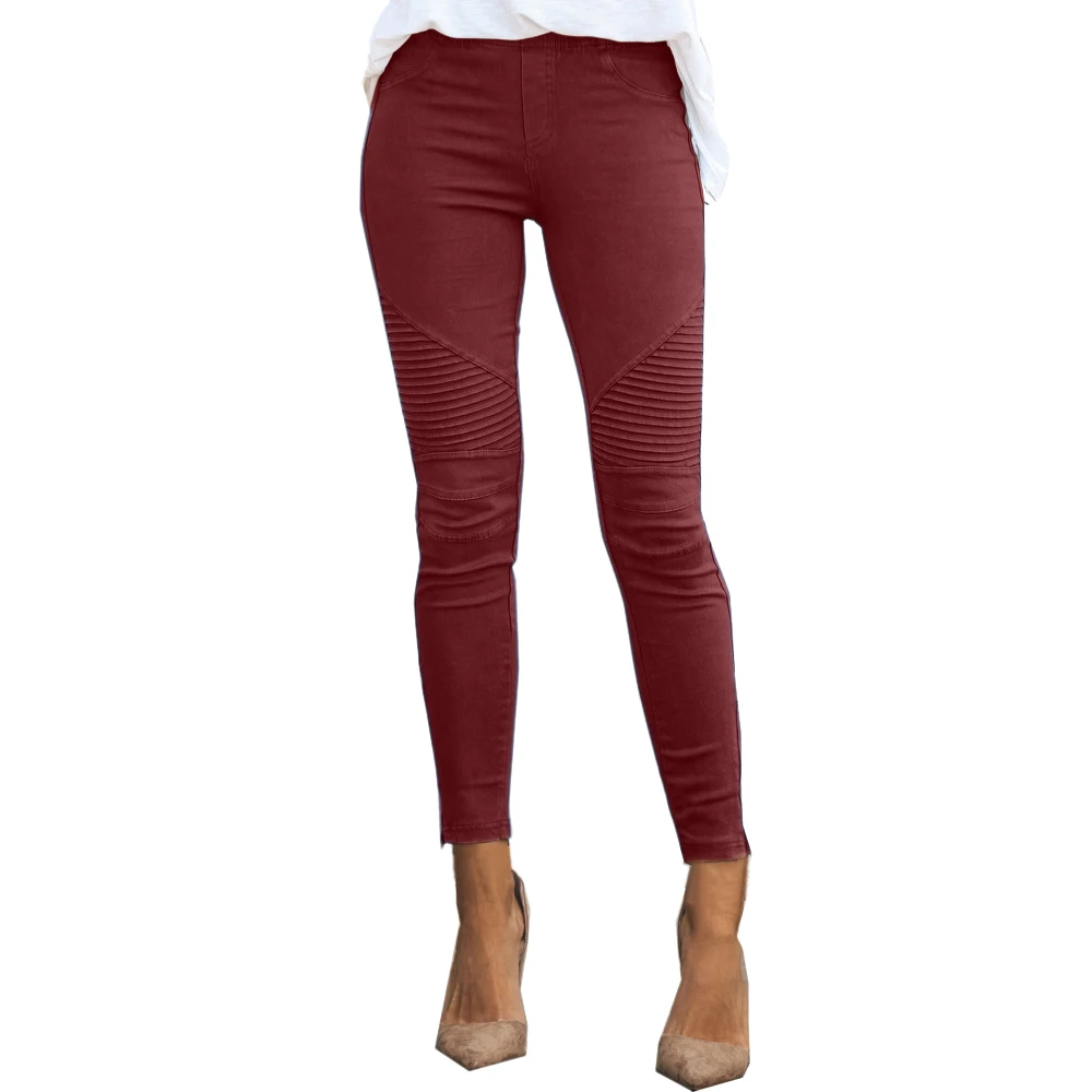 WENYUJH, женские джинсы, леггинсы, синие, в полоску, с принтом, женские леггинсы, имитация джинсовой ткани, тонкие, для фитнеса, эластичные, бесшовные, джинсы - Цвет: red