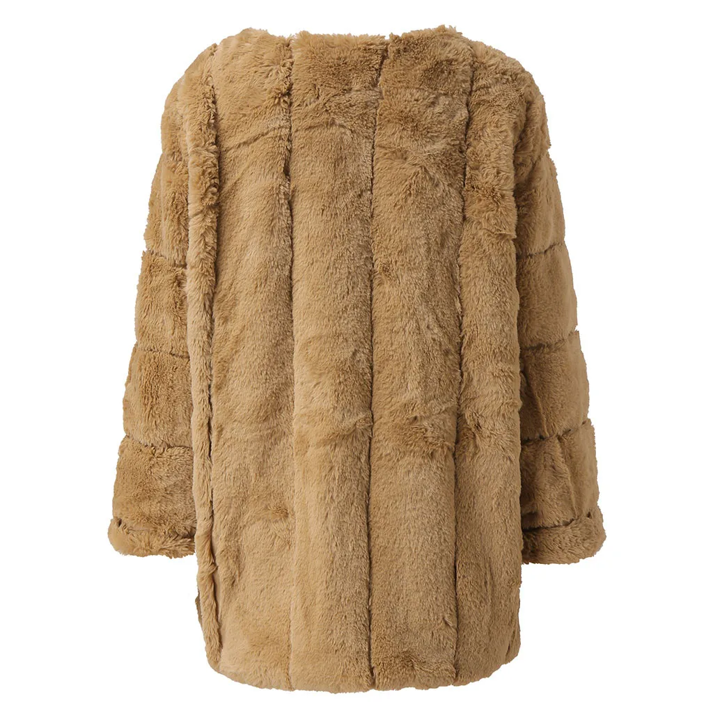 Женское пальто из искусственного меха, зима, Женская куртка из искусственного меха, плюс размер, короткое пальто из искусственного меха, теплая меховая куртка, верхняя одежда с длинным рукавом# g3