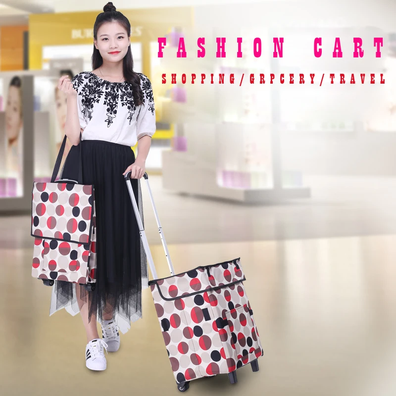 E-FOUR Bigger Smart Cart Victorian Collapsible Rolling Utility Cart Basket Grocery Shopping Teacher Hobby Craft Art Shopping Car