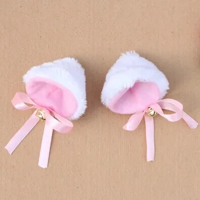 Girl women plush Cosplay black white cat neko ears tiger leopard fox Animal Ear hair pin with bell Maid Lolita headband