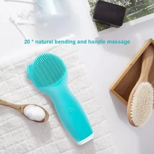 Практичная отшелушивающая двухсторонняя силиконовая Очищающая щетка для лица портативная электрическая акустическая вибрация мягкая зарядка через usb