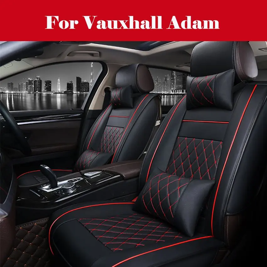 Black PU Leather Car Seat Covers Sit Cushion Protect Set + Pillows Universal cushion For Vauxhall Adam | Автомобили и мотоциклы